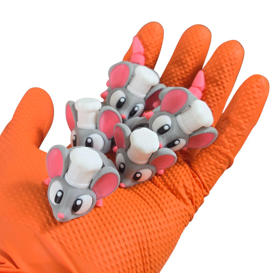 5-Pack Mini Baby Chef Mouse Figurines – Articulated Desk Pets, Poseable Fidget Toys, Mystery Mini Animals – 2 Inch Collectible Mice – 3D Printed in Canada