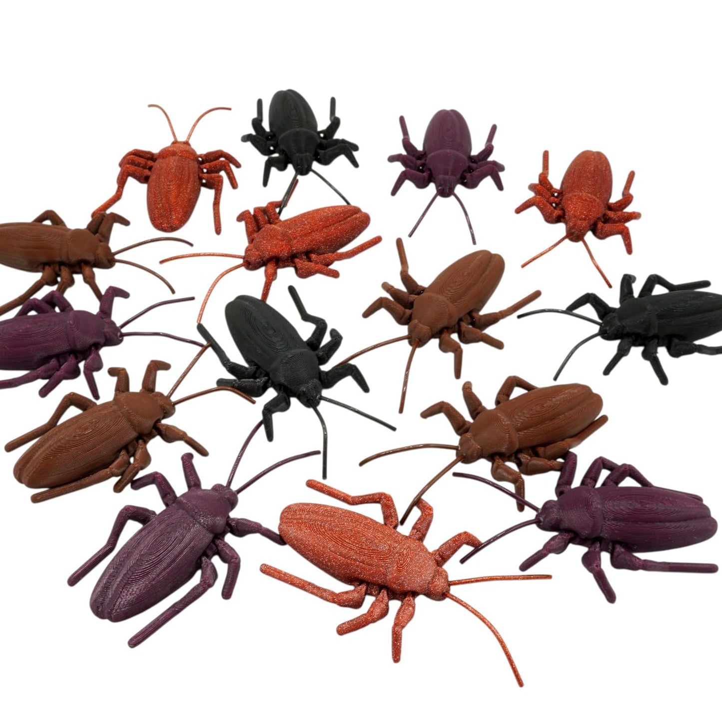 Realistic Articulated Roach Prank Set – Pack of 3 Fake Insects for Gag Gifts, Halloween Props, & Desk Toys – 3D Printed in Canada