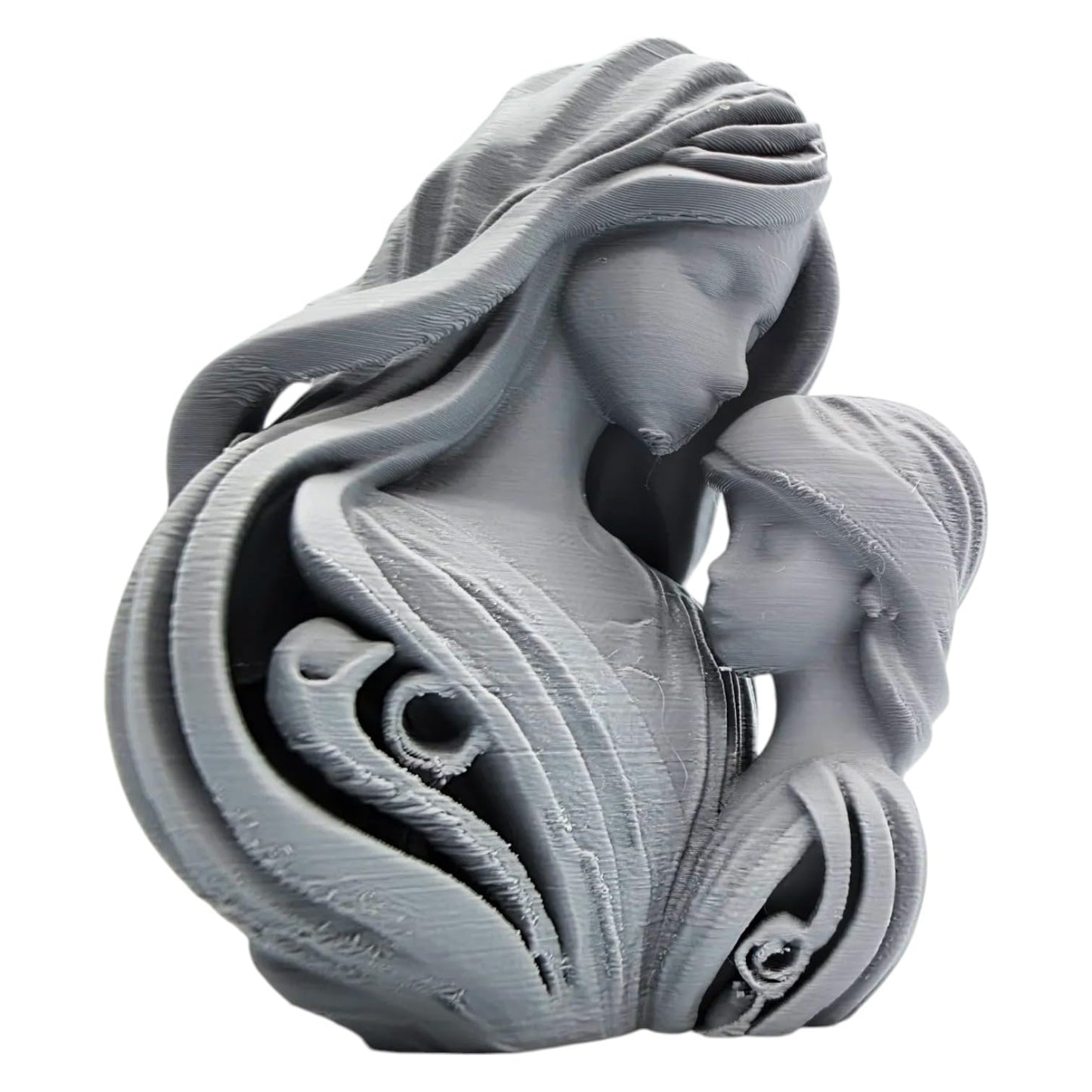 Mother & Daughter Embrace Statue – Elegant Minimalist Figurine for Shelf or Desk Décor – 3D Printed in Canada