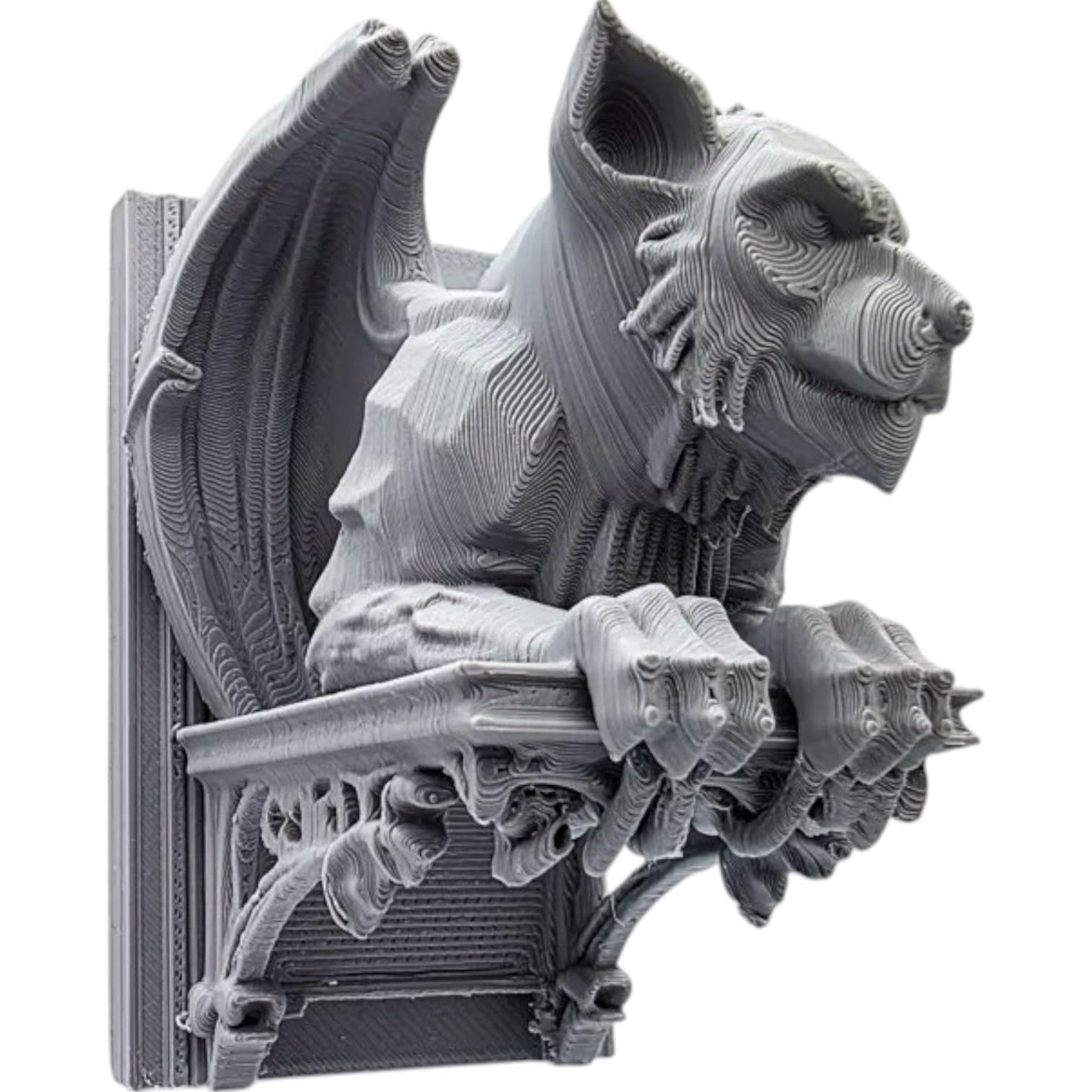 Wall-Mount Leering Gargoyle Statue – Gothic Fantasy Creature Shelf Bracket Decor for Home or Office – 3D Printed in Canada