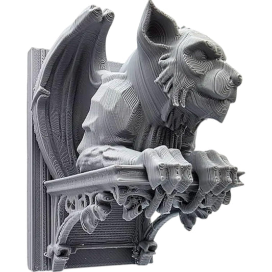 Wall-Mount Leering Gargoyle Statue – Gothic Fantasy Creature Shelf Bracket Decor for Home or Office – 3D Printed in Canada