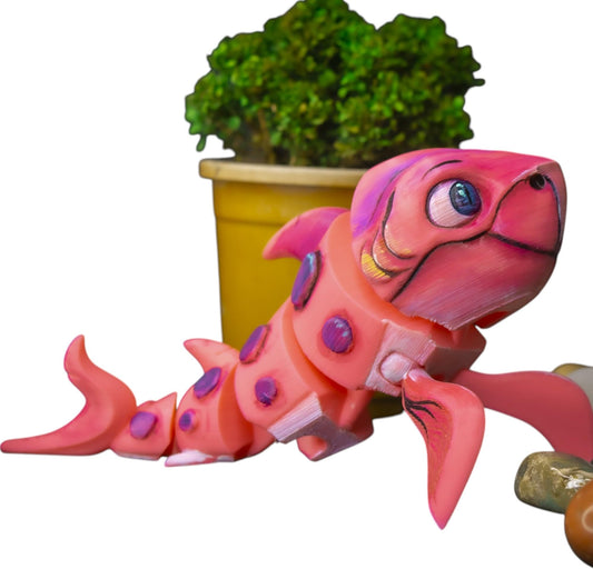 Adorable Articulated Shark Baby Figurine – Poseable Collectible Sea Creature for Desk Display or Fidgeting – Cute Ocean Animal Sculpture for Teens & Adults – 3D Printed in Canada