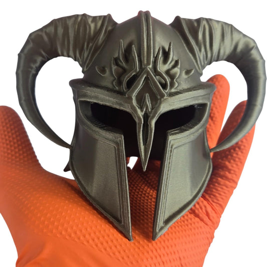 Horned Warrior Helmet – Fantasy Viking-Style Armor Prop for RPG Displays, Cosplay Dioramas & Gothic Shelf Decor – 3D Printed in Canada