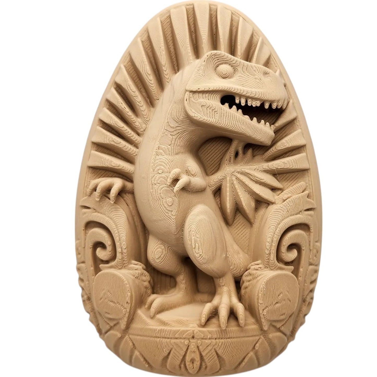 Tyrannosaurus Rex Relief Wall Art – Dinosaur Sculpture Plaque in Ornate Jurassic Style, No Supports Required – 3D Printed in Canada