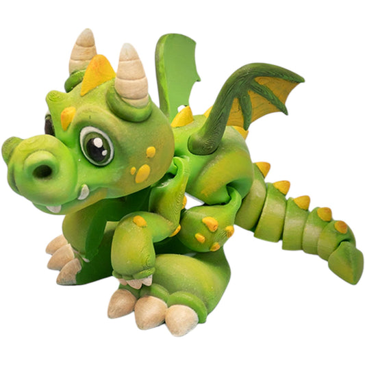 Baby Wyvern Dragon Figurine – Articulated Fantasy Creature Collectible – Print-in-Place Hinged Wings & Tail – No Supports Needed – 3D Printed in Canada