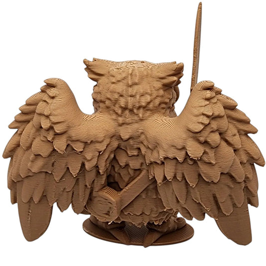 The Warrior Owl Figurine – Winged Fantasy Owl with Sword & Combat Gear – Owls & Dragons Collection – Paintable RPG Miniature – 3D Printed in Canada