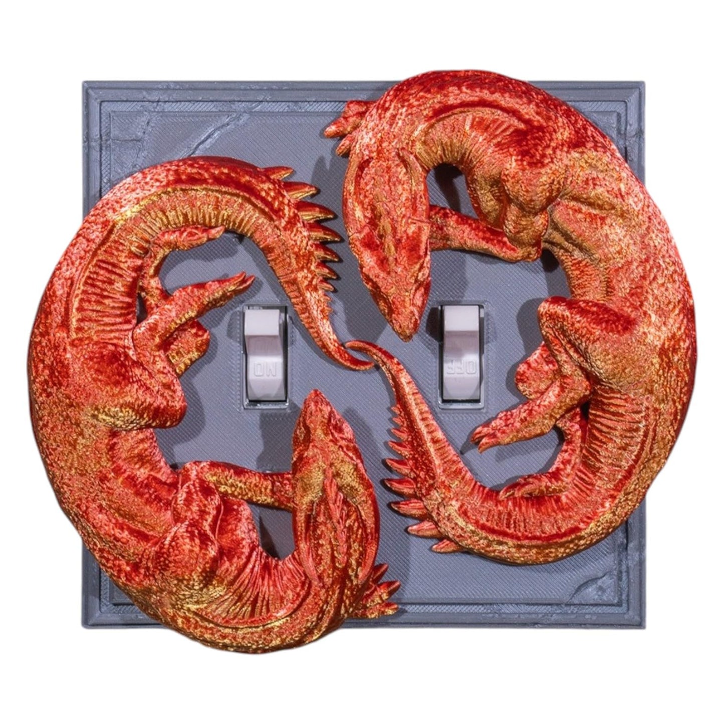 Soulmates Light Switch Cover – Twin Dragon Wall Plate – Fantasy Double Switch Accent – 3D Printed in Canada