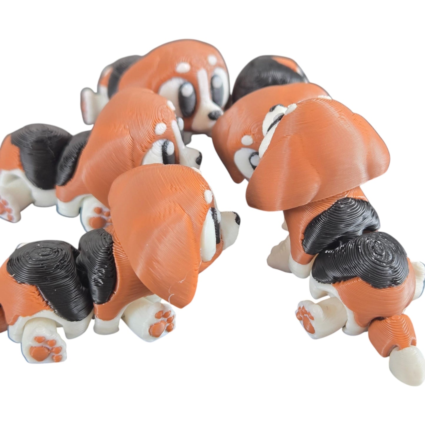 5-Pack Mini Baby Beagle Figurines – Articulated Desk Pet Dog Breeds, Collectible Pocket Beagles, Fidget Toys for Teens & Adults – 2 Inch Poseable Figures – 3D Printed in Canada