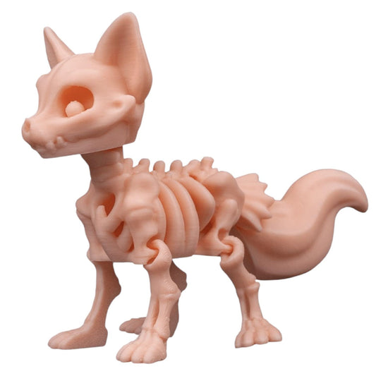 Skeleton Fox Figurine – Articulated Animal Skeleton Toy for Teens & Adults – Creepy Cute Desktop Fidget & Display Piece – 3D Printed in Canada