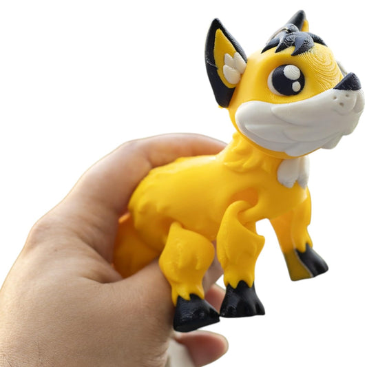 Adorable Articulated Fox Figurine – Poseable Yellow Woodland Creature Desk Companion for Teens & Adults – 3D Printed in Canada