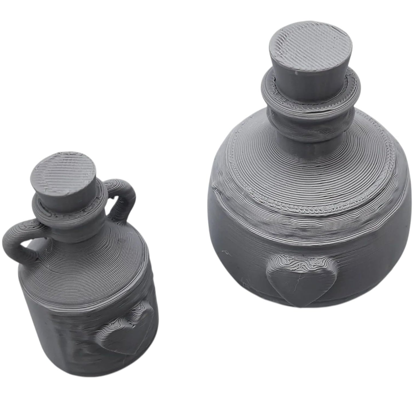 Pair of Miniature Healing Potion Bottles โ Fantasy RPG Prop Bottles with Heart Emblems for Dioramas, Displays & Tabletop Gaming โ 3D Printed in Canada