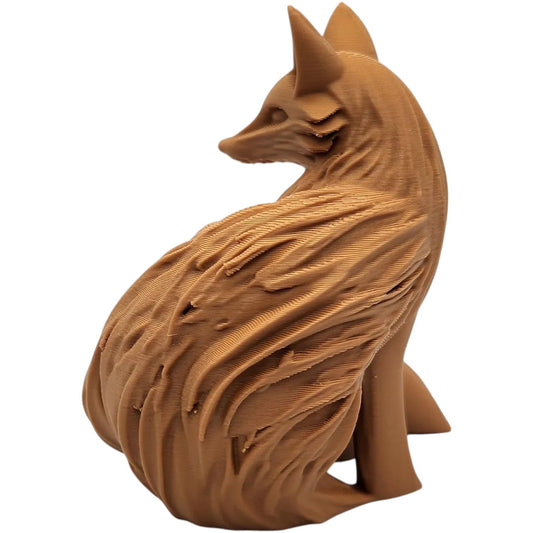 Wood Carved-Style Fox Figurine – Elegant 3D Printed Forest Animal Sculpture for Shelf Decor & Nature-Inspired Aesthetic – 3D Printed in Canada