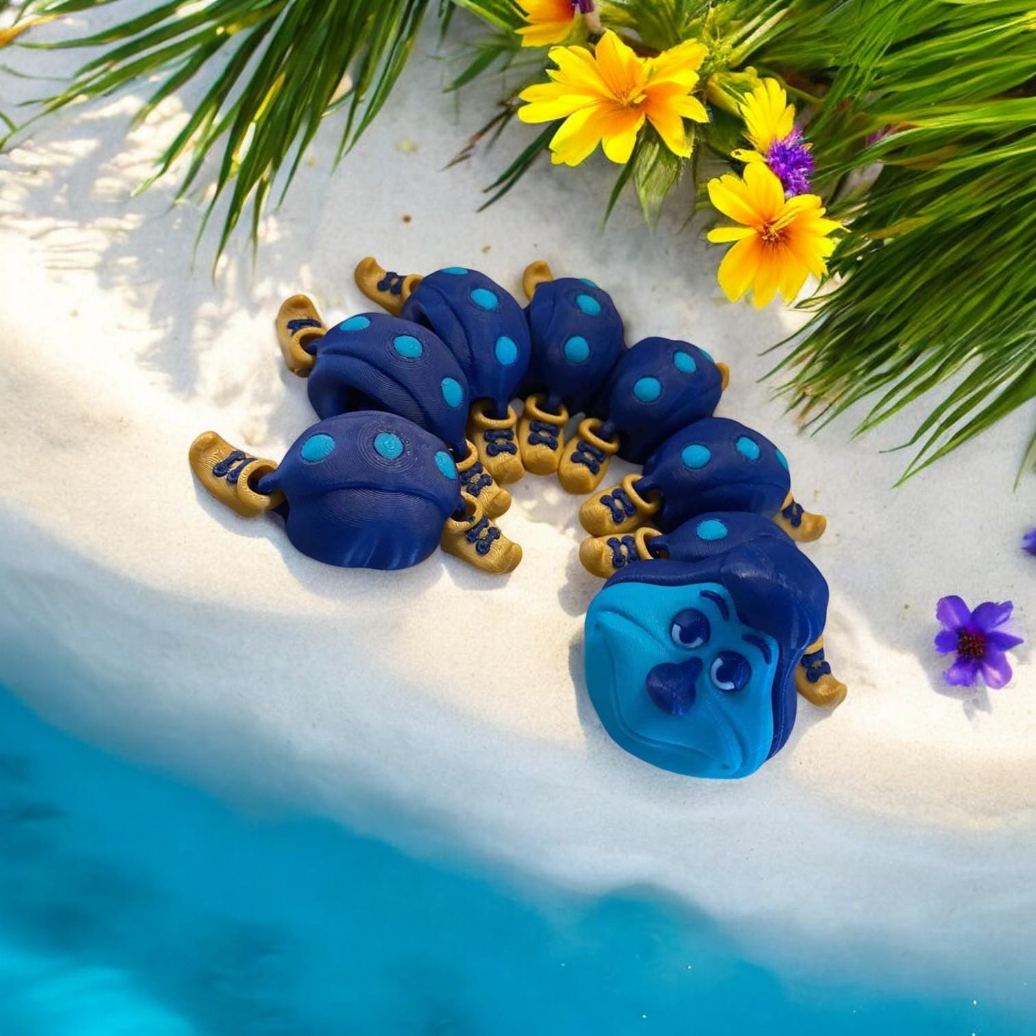 Flexi Factory Caterpillar – 3D Printed Articulated Caterpillar Fidget Toy | Poseable & Fun Collectible