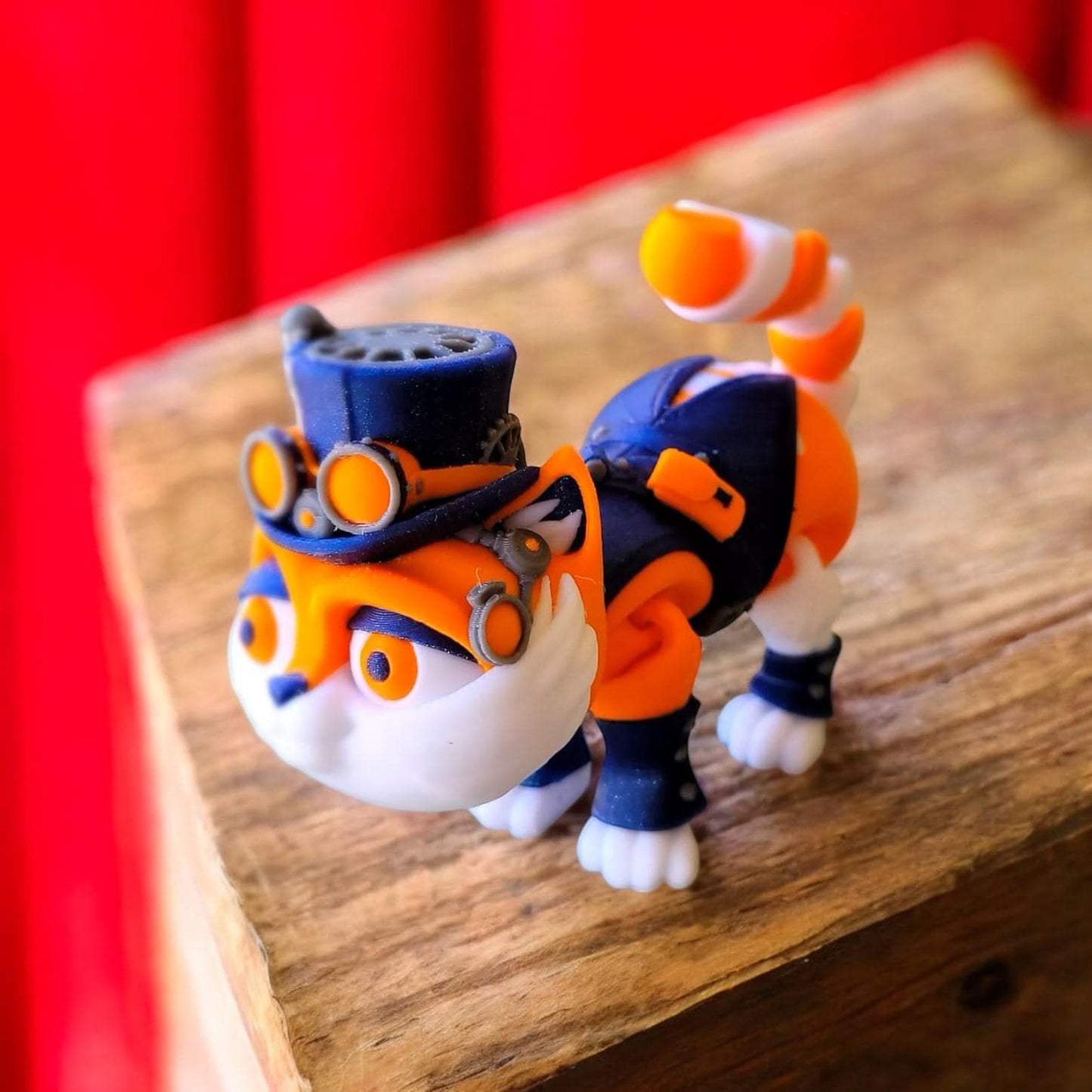 Flexi Factory Steampunk Cat – 3D Printed Articulated Cat Fidget Toy | Poseable & Unique Collectible