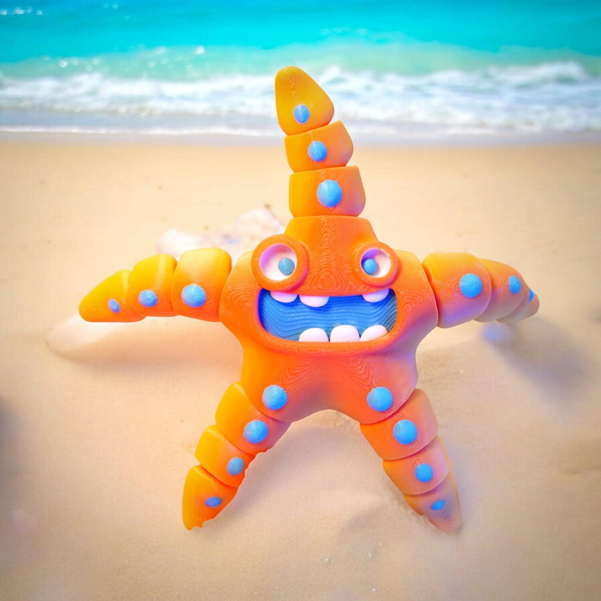 Flexi Factory Starfish – 3D Printed Articulated Sea Creature Fidget Toy | Poseable & Fun Collectible