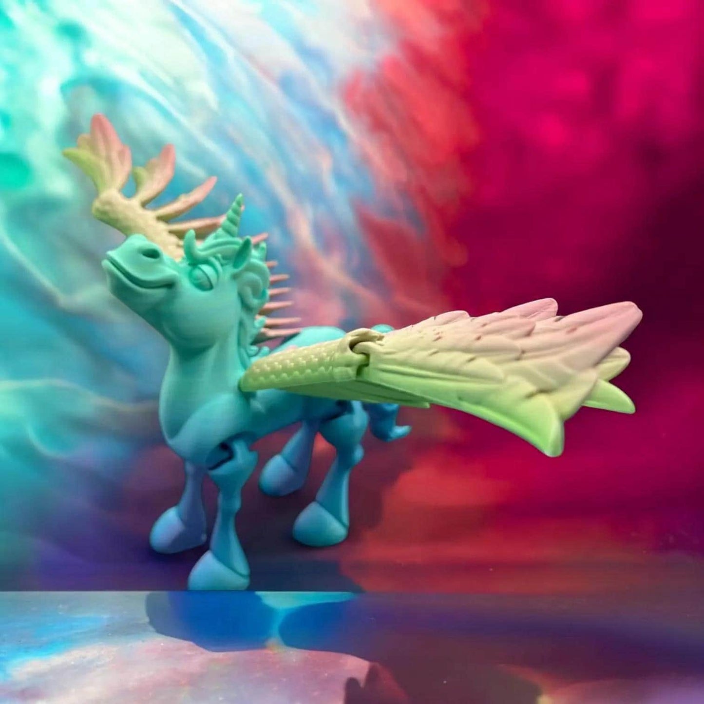 Flexi Factory Rainbow Pegasus – 3D Printed Articulated Pegasus Fidget Toy | Poseable & Fun Collectible
