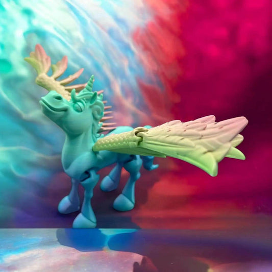 Flexi Factory Rainbow Pegasus – 3D Printed Articulated Pegasus Fidget Toy | Poseable & Fun Collectible