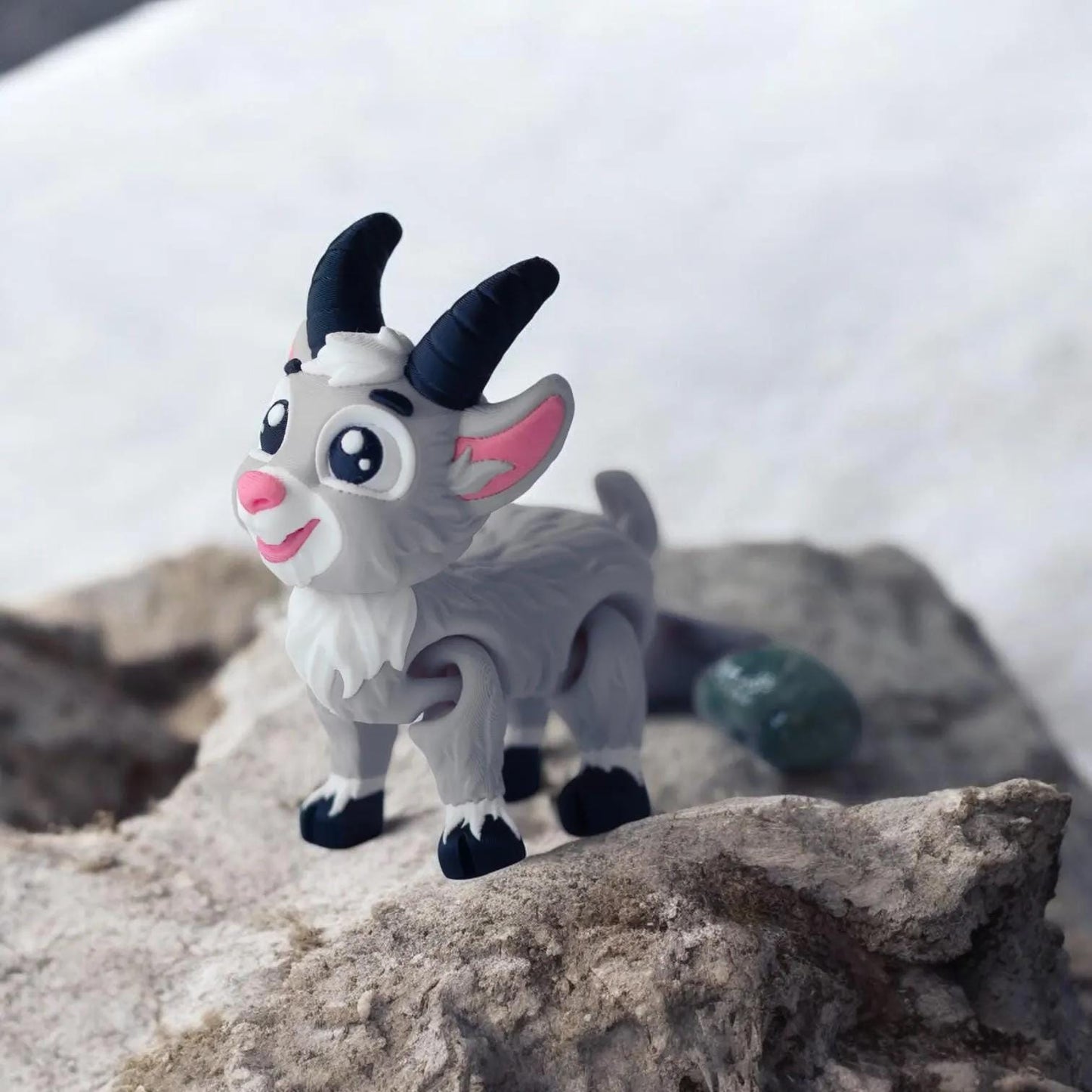 Flexi Articulated Toony Goat – 3D Printed Poseable Goat Figurine – Cute Animal Collectible | Flexible Desk Toy