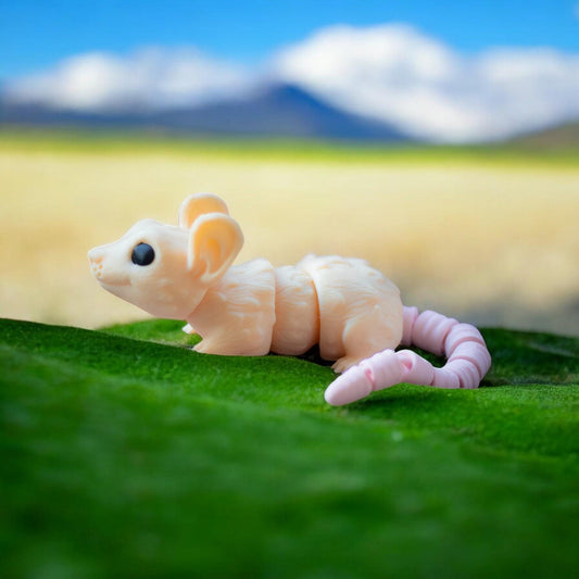 Adorable Flexi Mouse – 3D Printed Poseable Mouse Figurine – Cute Collectible Desk Toy | Flexible Animal Figure