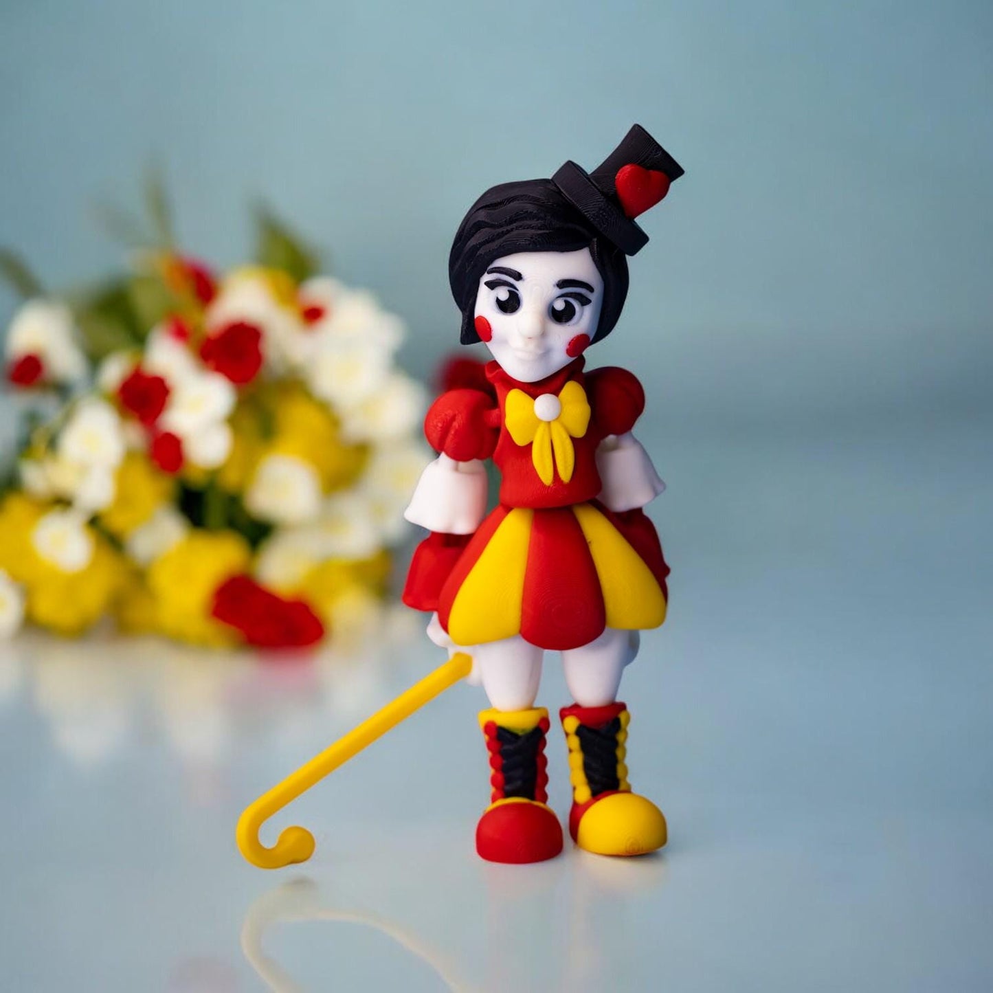 Flexi Clownette – 3D Printed Poseable Clownette Figurine – Cute Collectible Desk Toy | Flexible Circus Figure