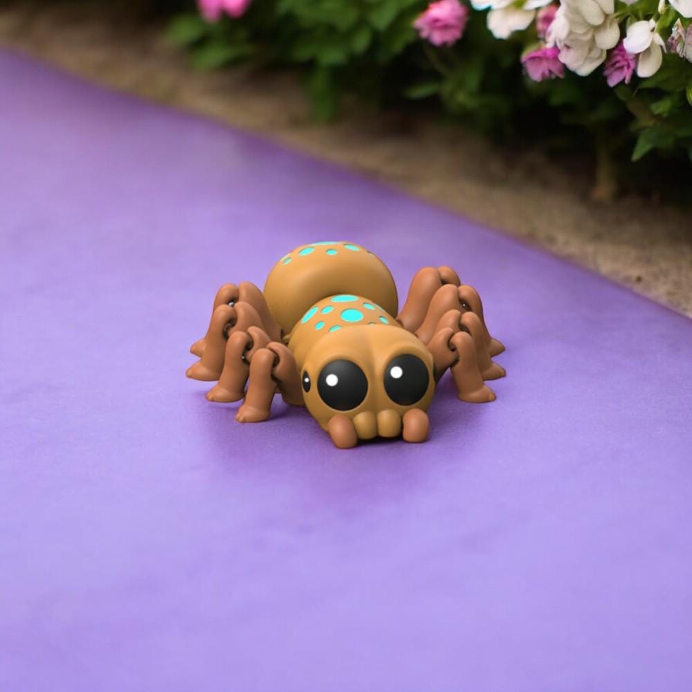 Flexi Articulated Cute Spider – 3D Printed Poseable Spider Figurine – Adorable Collectible Desk Toy | Flexible Animal Figure