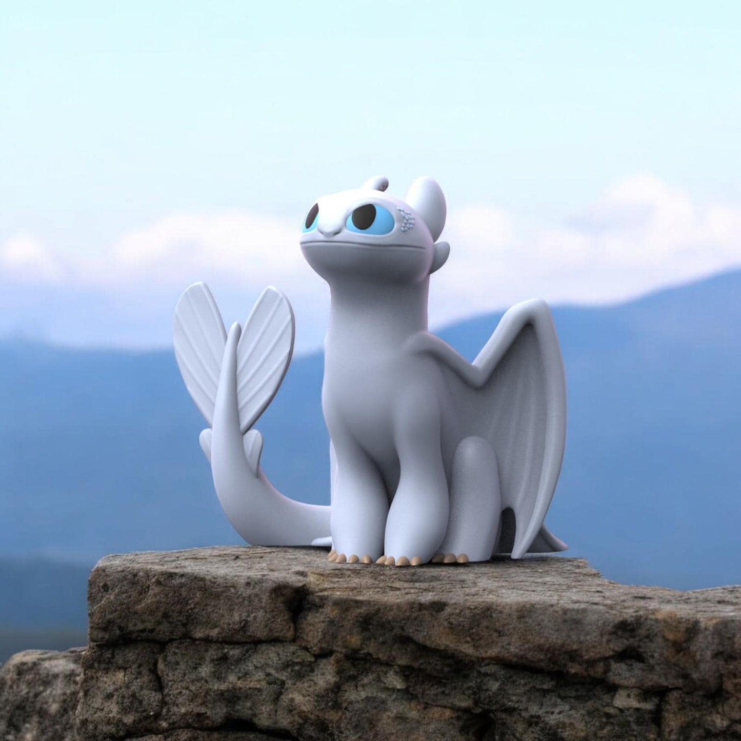 Light Fury-Inspired Dragon Figurine – 3D Printed Cute Dragon Desk Toy | Fun Fantasy Collectible