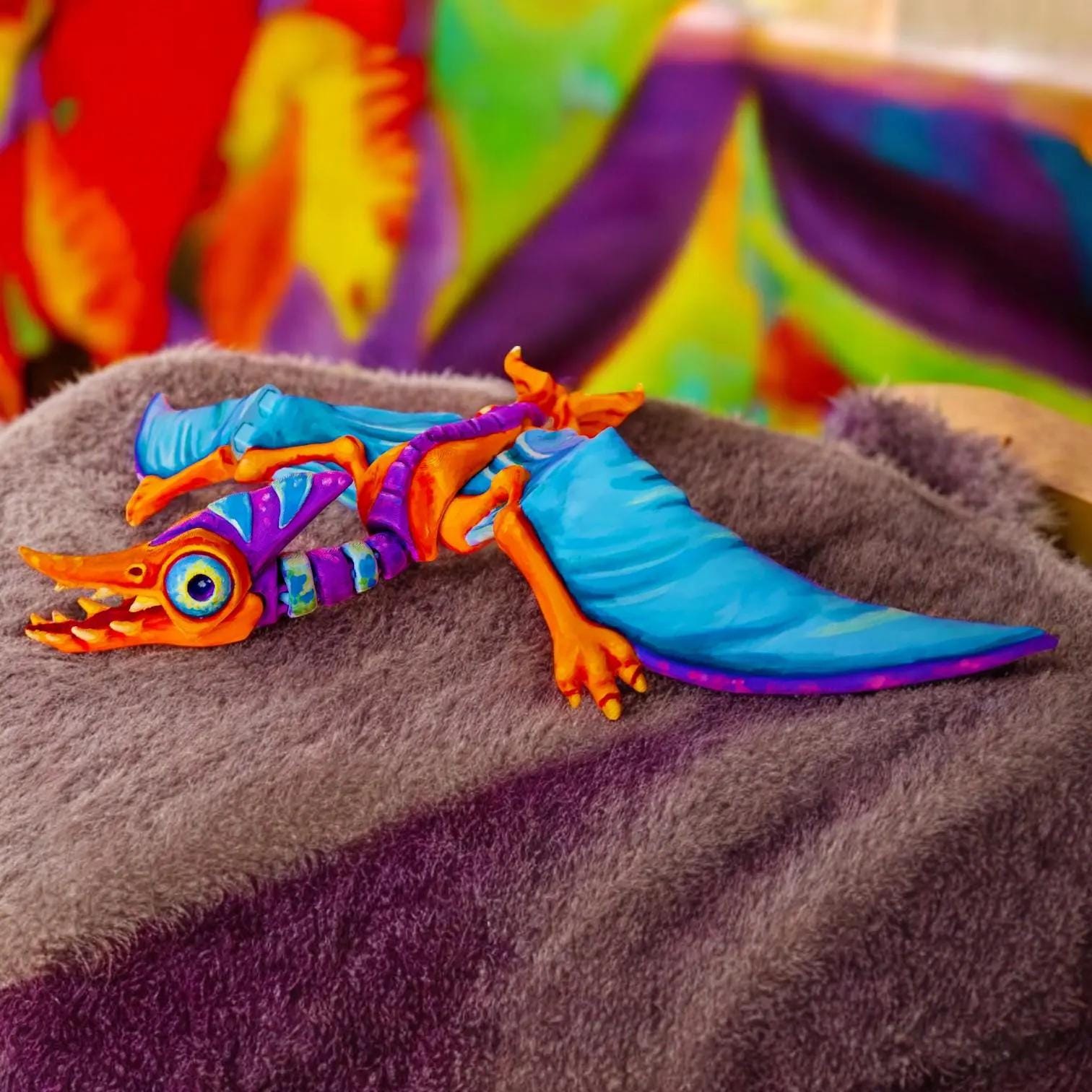 Articulated Creepy Pterosaur Figurine – 3D Printed Mythical Collectible & Poseable Decor | Eco-Friendly