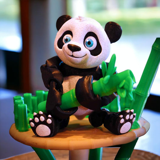 Flexible Panda with Bamboo Stand - Articulated Fidget Toy | Flexi Factory Authorized