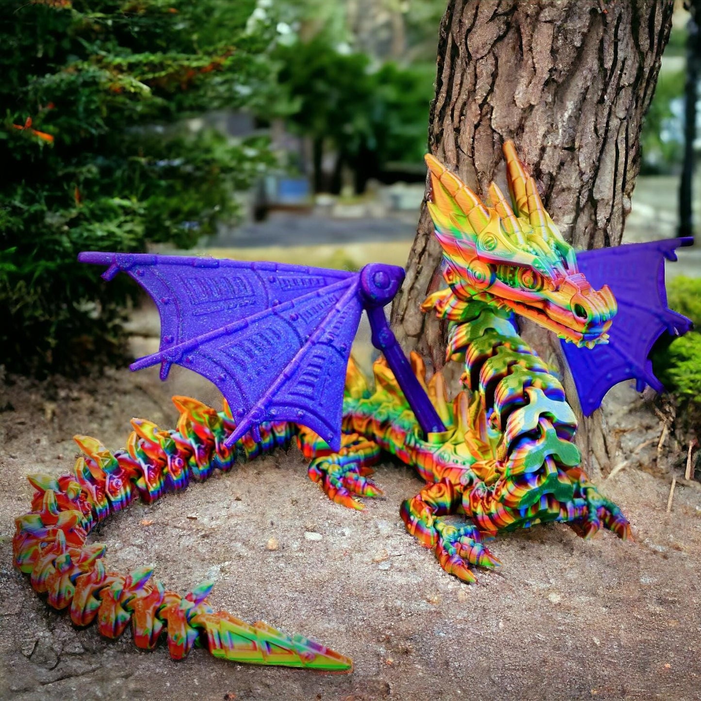 3D Printed Flexi Factory Mech Dragon - Articulated Poseable Futuristic Dragon | Sci-Fi Desk Decor