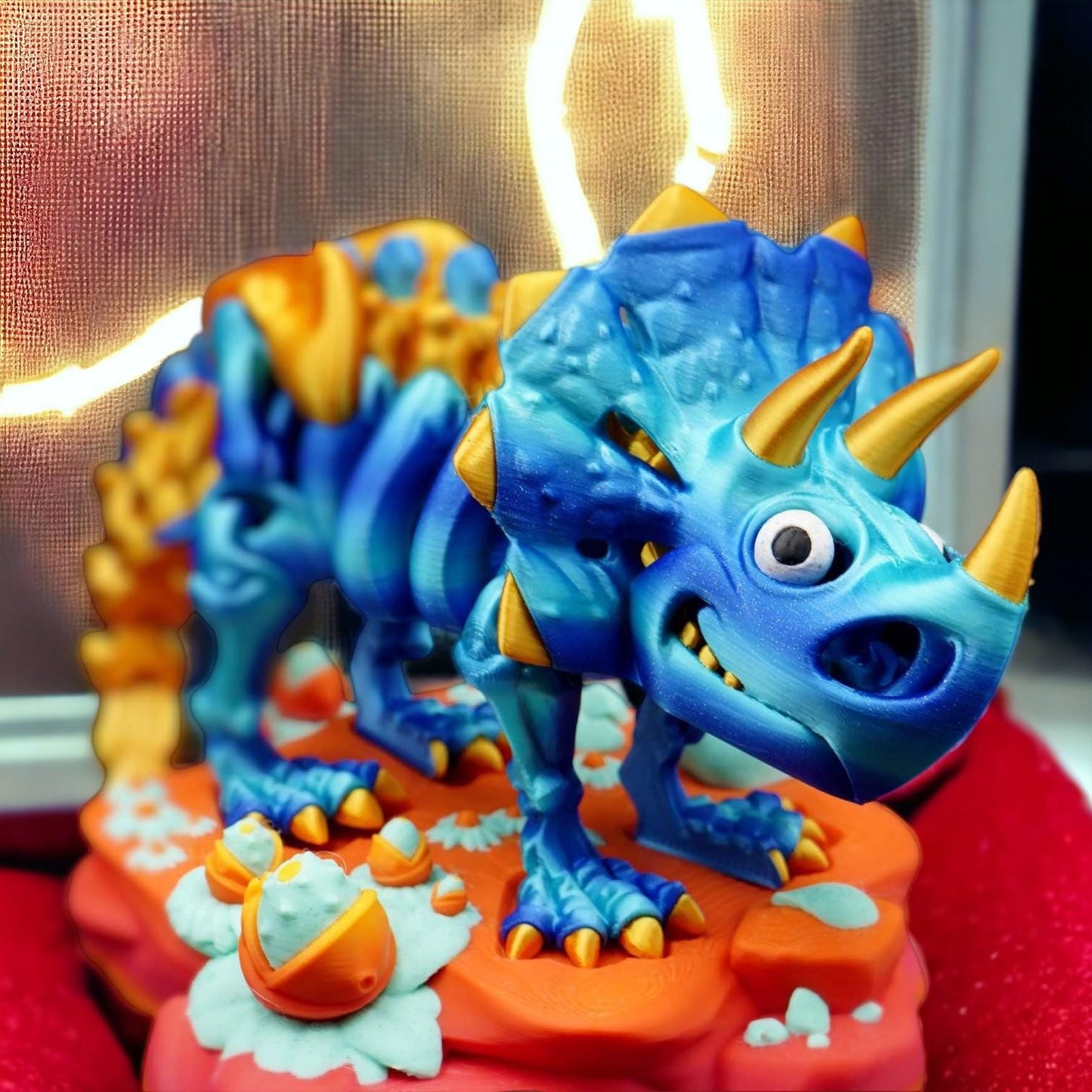 3D Printed Flexi Factory Skeleton Triceratops - Articulated Poseable Dinosaur | Prehistoric Collectible