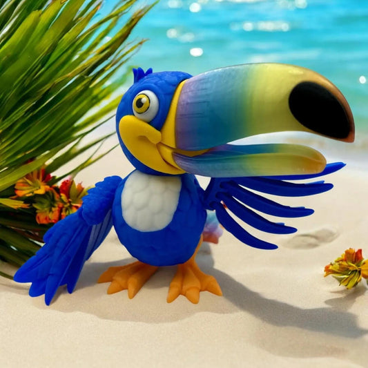 Flexi Factory Toucan Bird – 3D Printed Articulated Bird | Poseable & Colorful Collectible