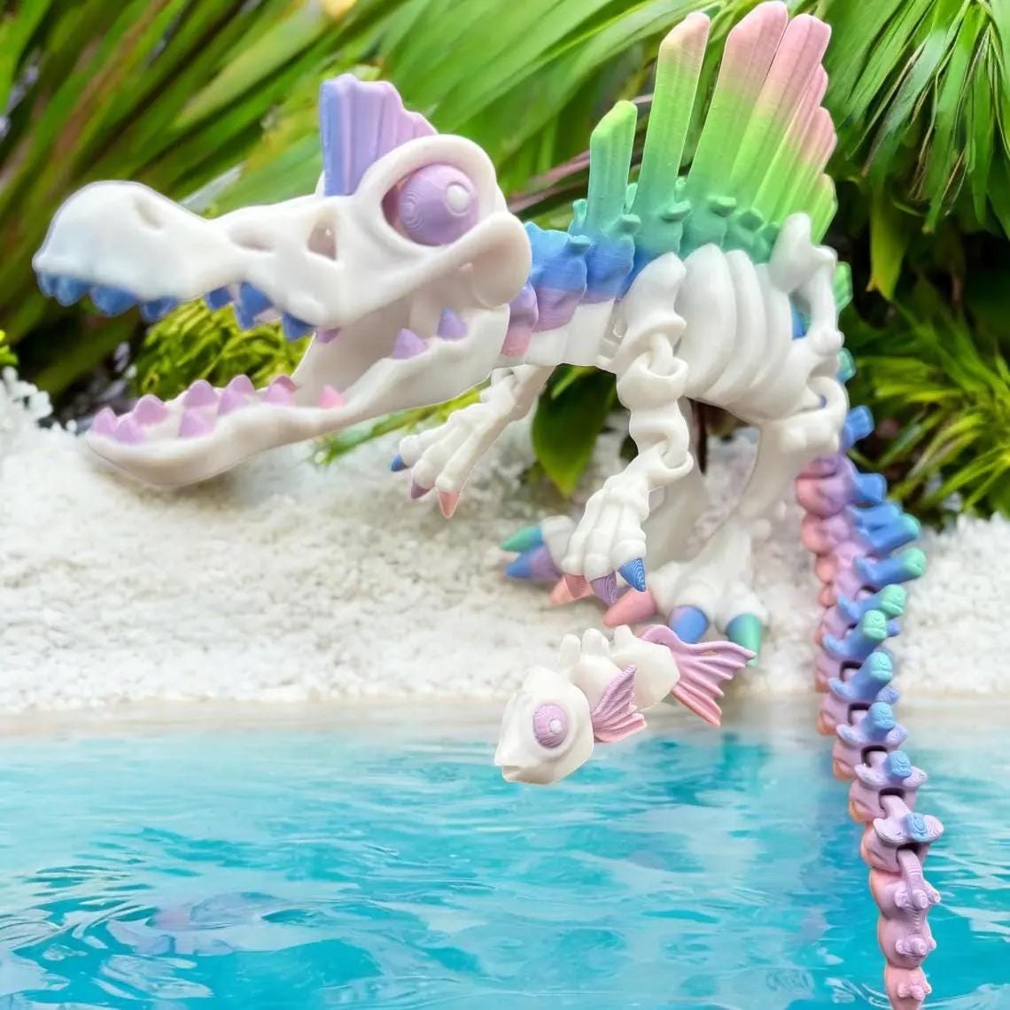 Skeleton Spinosaurus - 3D Printed Flexi Factory Poseable Dinosaur | Interactive Prehistoric Decor