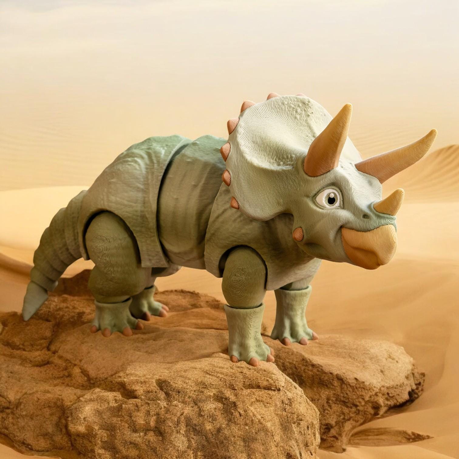 Articulated Triceratops – 3D Printed Articulated Fidget Toy | Poseable & Fun Collectible