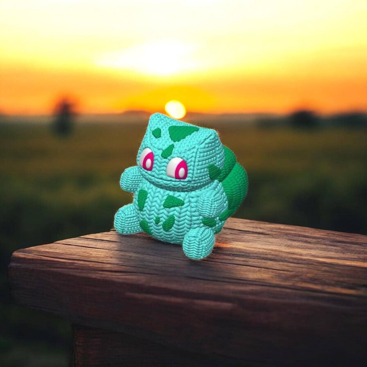 Knitted Bulbasaur-Inspired 3D Figurine – Adorable Pokémon Collectible | Crochet-Style 3D Printed Display
