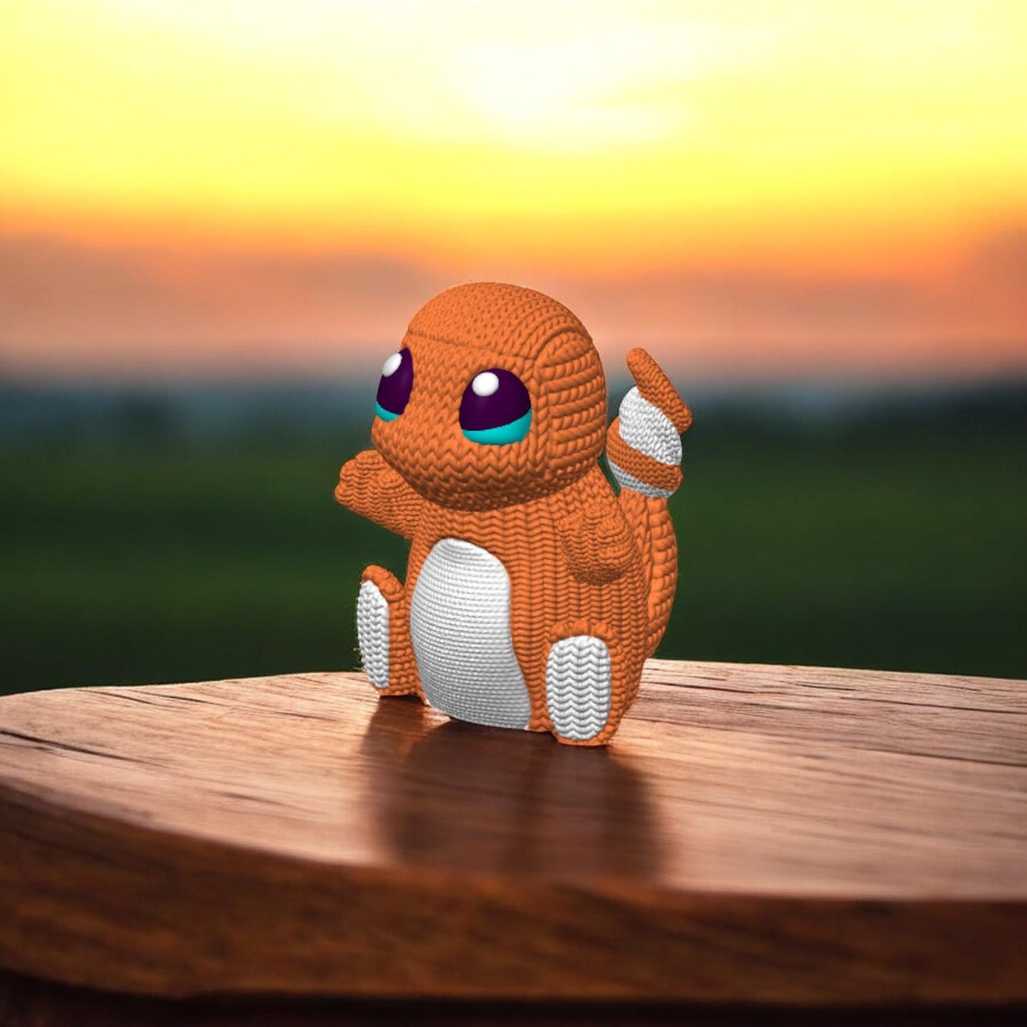 Knitted Charmander-Inspired 3D Figurine – Adorable Pokémon Collectible | Crochet-Style 3D Printed Display