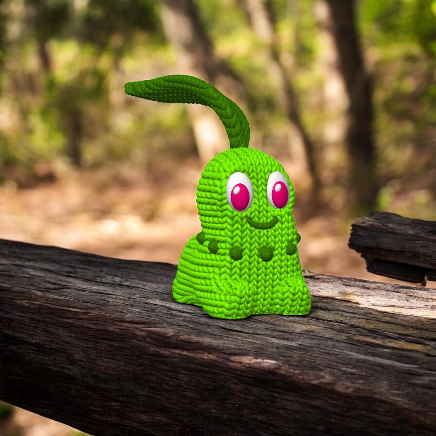 Knitted Chikorita-Inspired 3D Figurine – Adorable Pokémon Collectible | Crochet-Style 3D Printed Display