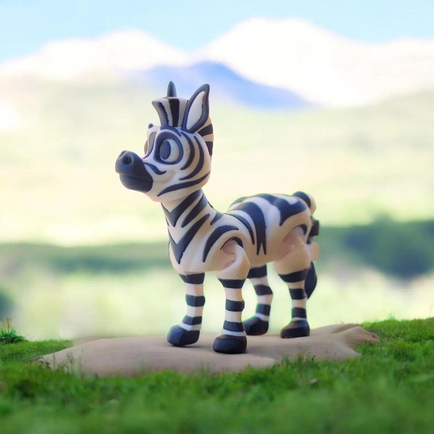 Flexi Articulated Zebra – 3D Printed Poseable Zebra Figurine – Cute Collectible Desk Toy | Flexible Animal Figure