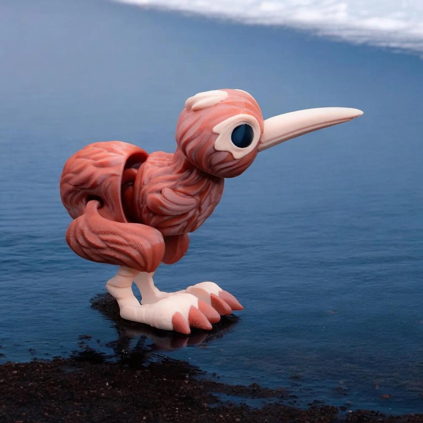 Flexi Articulated Kiwi Bird – 3D Printed Poseable Kiwi Bird Figurine – Fun Collectible Desk Toy | Flexible Animal Figure