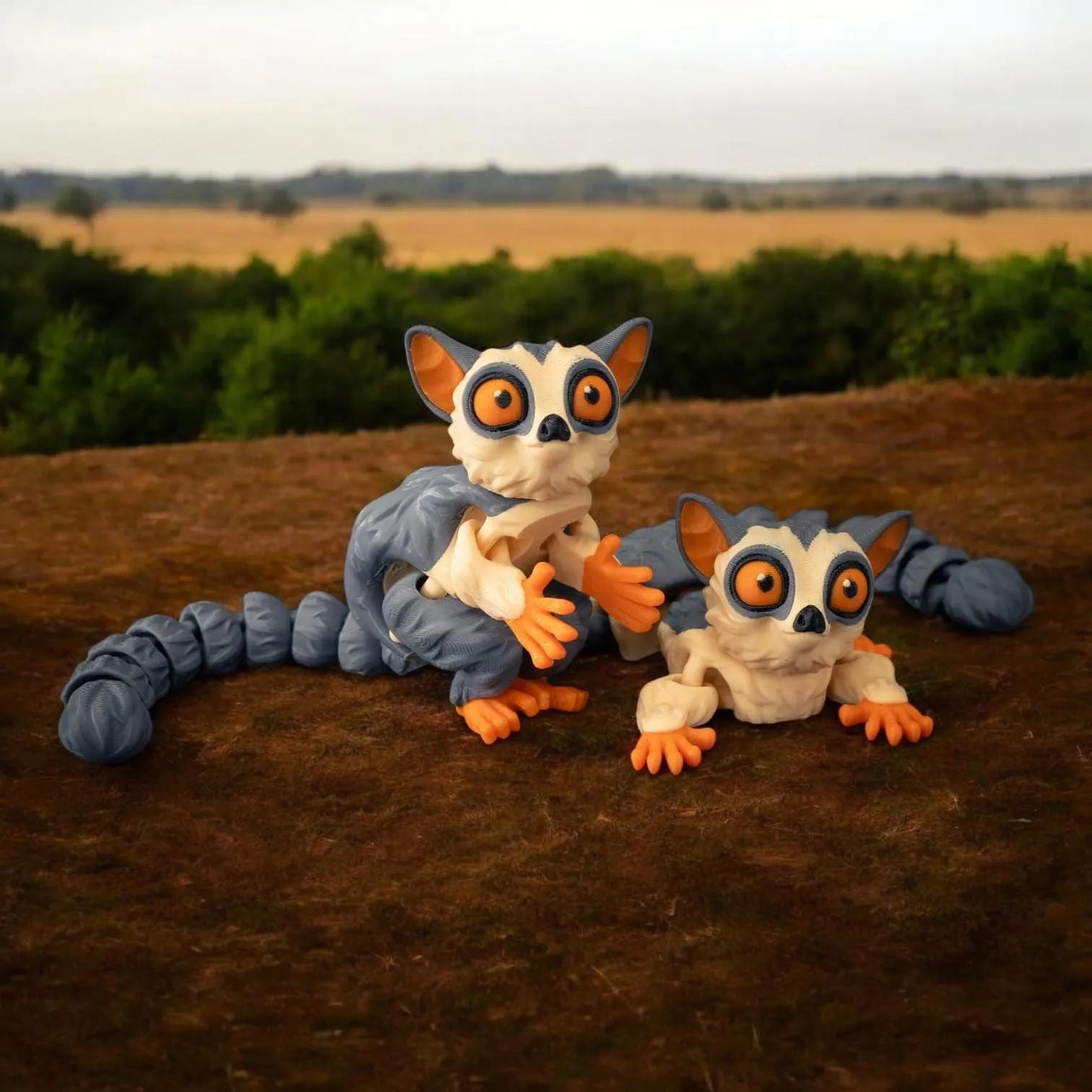 Flexi Articulated Galago Bush Babies – 3D Printed Poseable Galago Figurine – Cute Collectible Desk Toy | Flexible Animal Figure