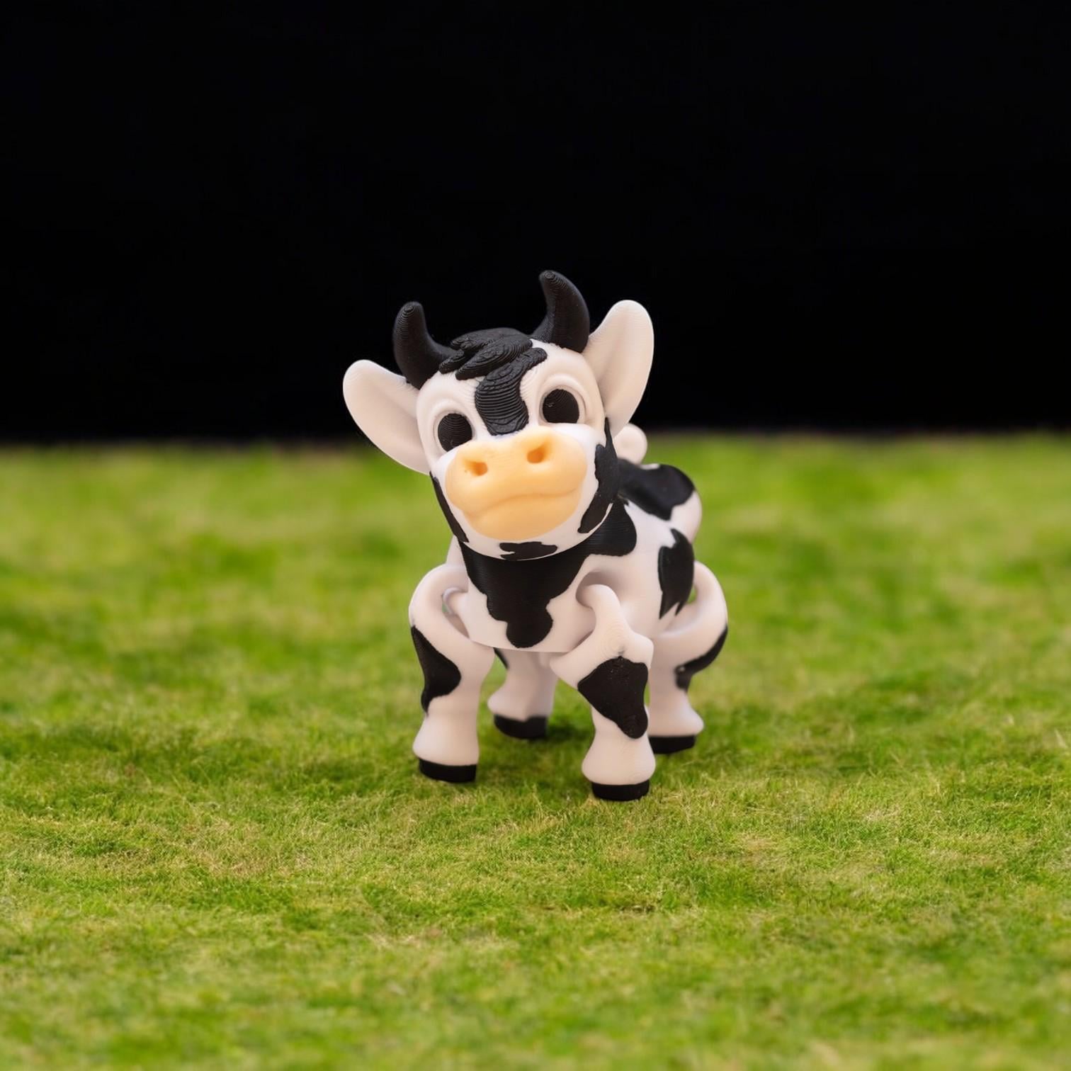 Articulating Adorable Cow – 3D Printed Poseable Cow Figurine – Cute Collectible Desk Toy | Flexible Animal Figure