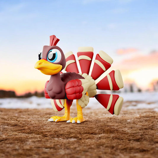 Articulated Turkey – 3D Printed Poseable Turkey Figurine – Fun Collectible Desk Toy | Flexible Animal Figure