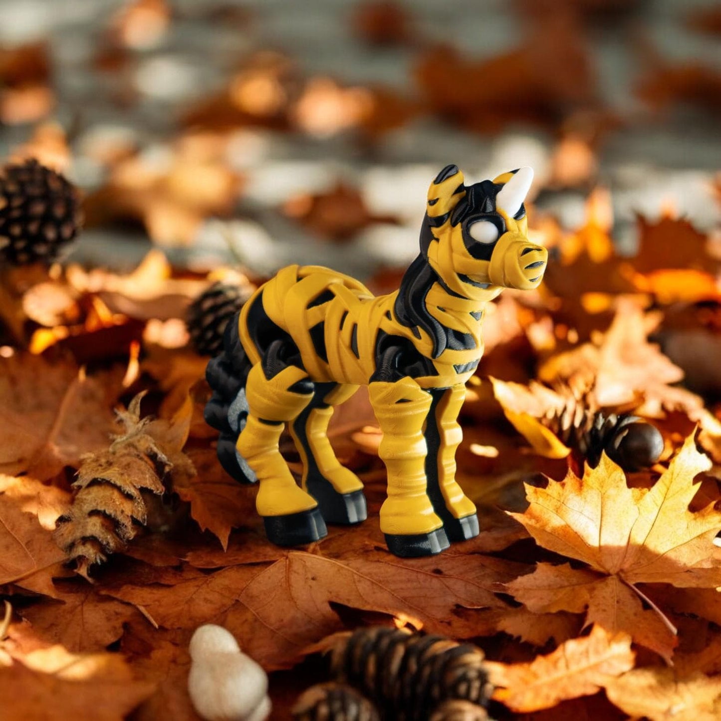 Flexi Mummy Unicorn – 3D Printed Poseable Unicorn Figurine – Cute and Spooky Collectible Desk Toy | Flexible Halloween Figure