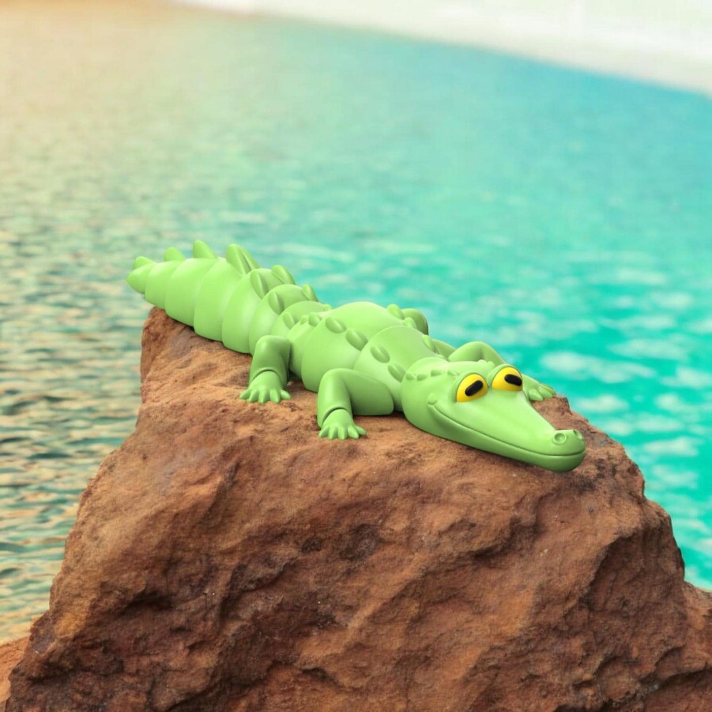 Flexi Articulated Crocodile – 3D Printed Poseable Crocodile Figurine – Fun Collectible Desk Toy | Flexible Animal Figure