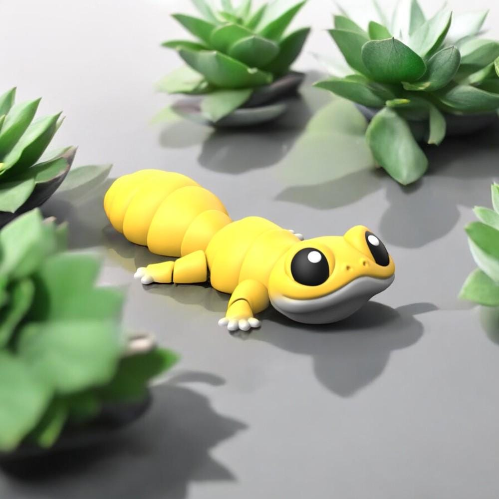 Flexi Articulated Gecko – 3D Printed Poseable Gecko Figurine – Fun Collectible Desk Toy | Flexible Reptile Figure