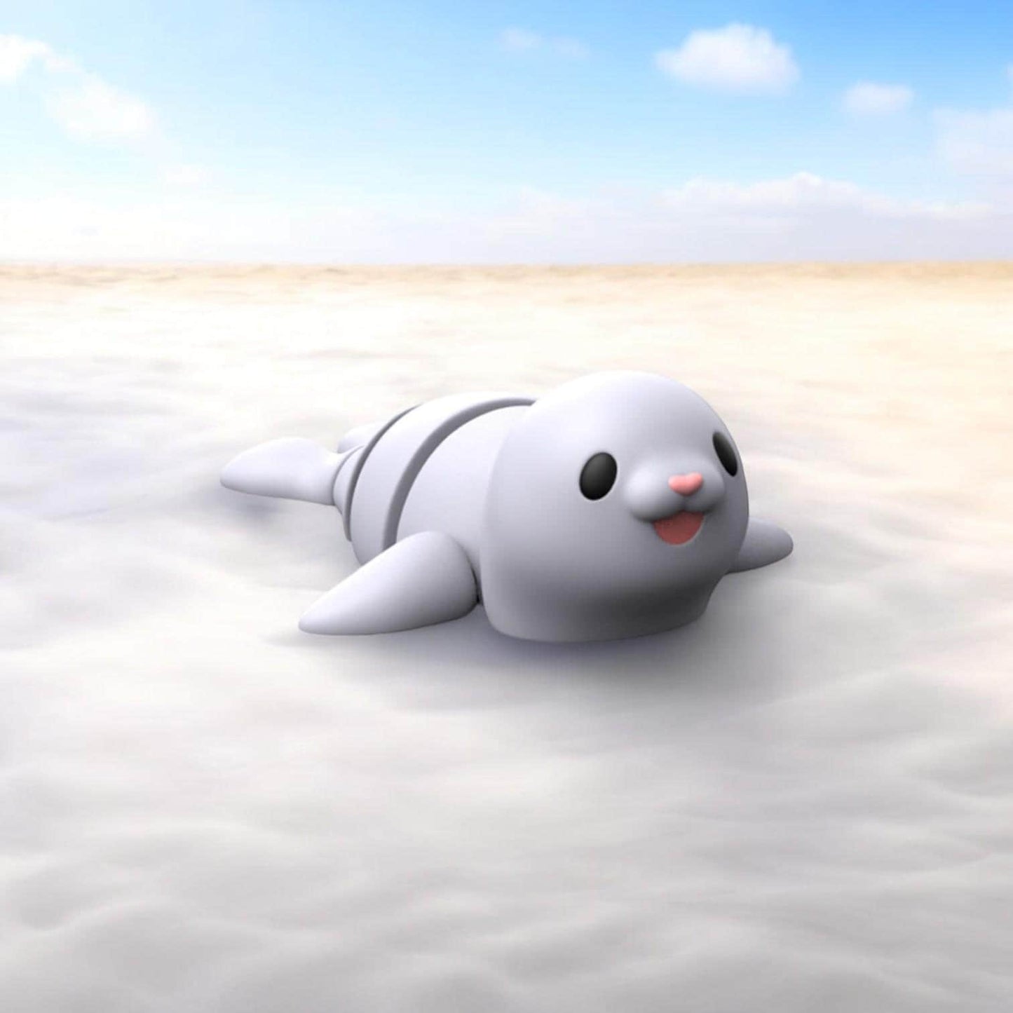 Flexi Articulated Seal Pup – 3D Printed Poseable Seal Figurine – Cute Collectible Desk Toy | Flexible Marine Animal Figure