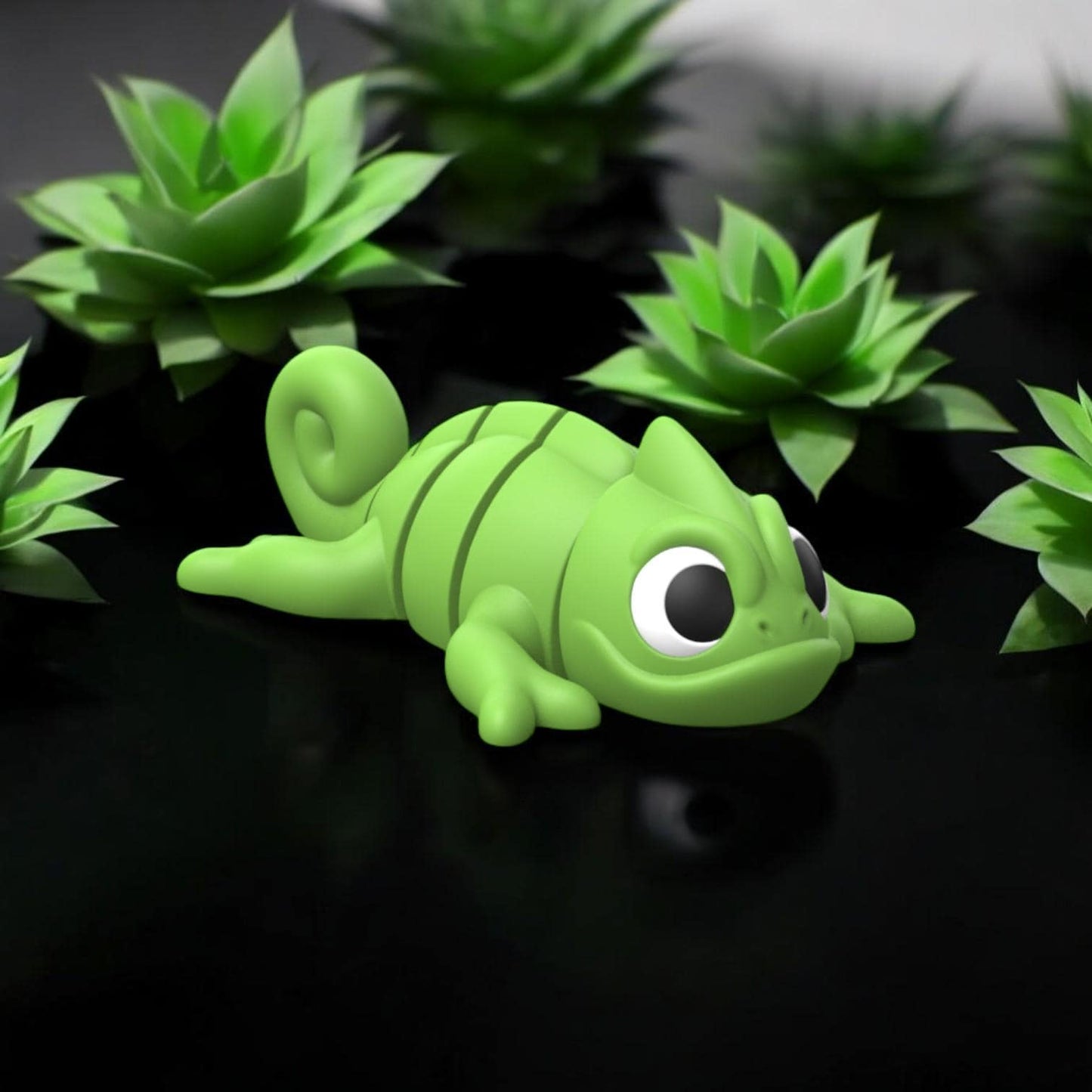 Flexi Articulated Chameleon – 3D Printed Poseable Chameleon Figurine | Fun Collectible Desk Toy