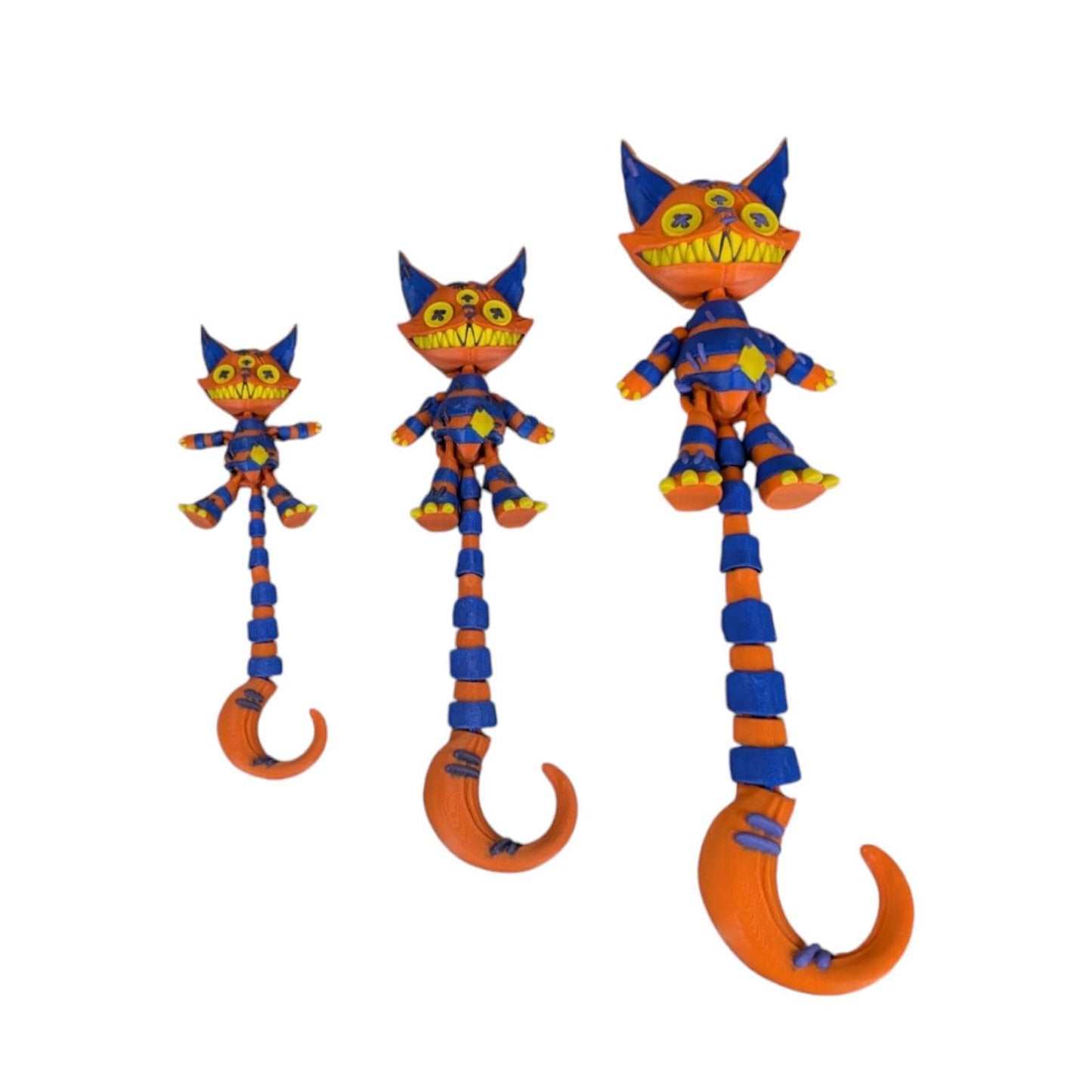 3D Printed Articulated Stuffed Cat Figurine - Creepy Plush Cat-Inspired Fidget Toy & Desk Decor | Vibrant Collectible