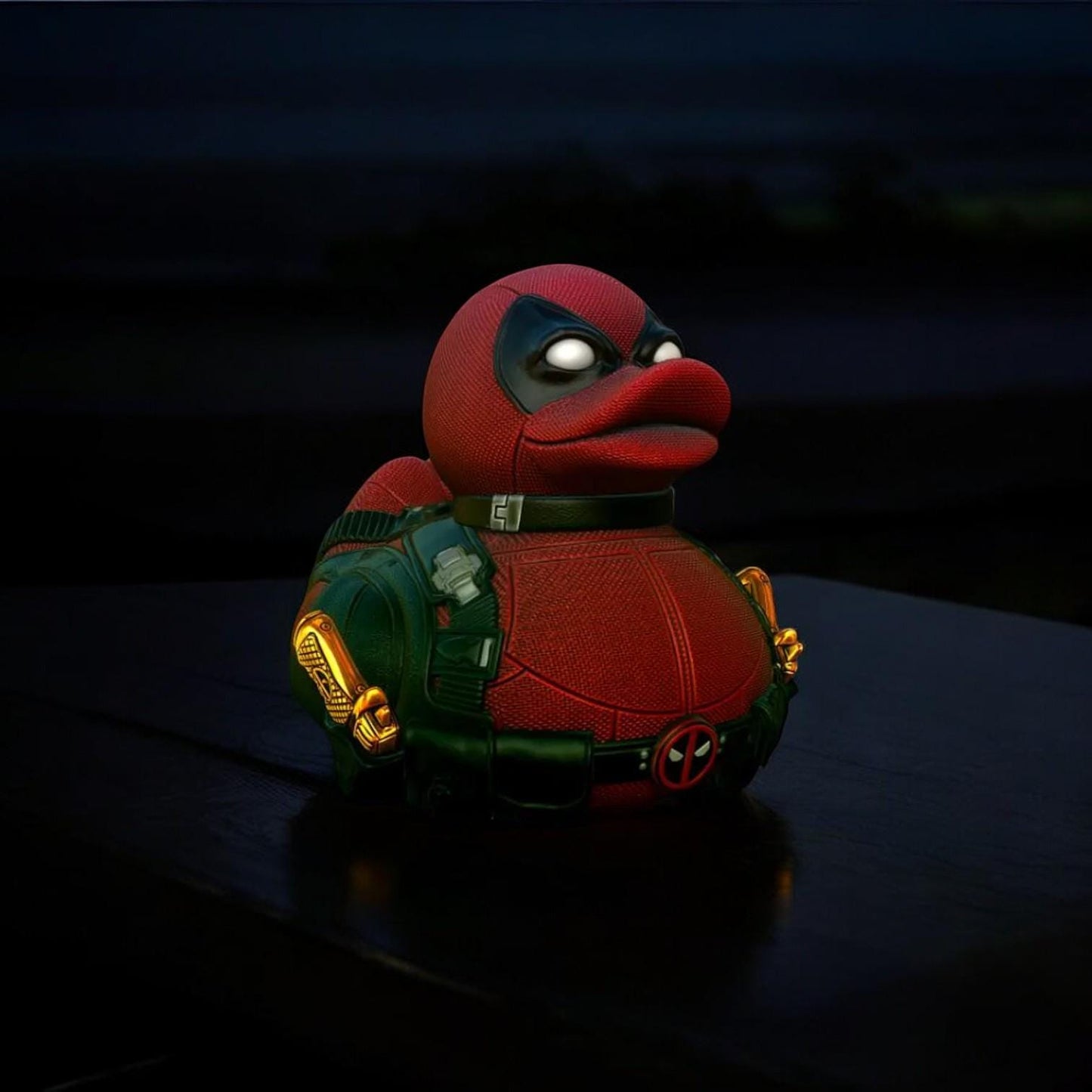 Deadpool-Themed Rubber Duck – 3D Printed Hilarious Collectible Display for Jeep Lovers and Comic Fans