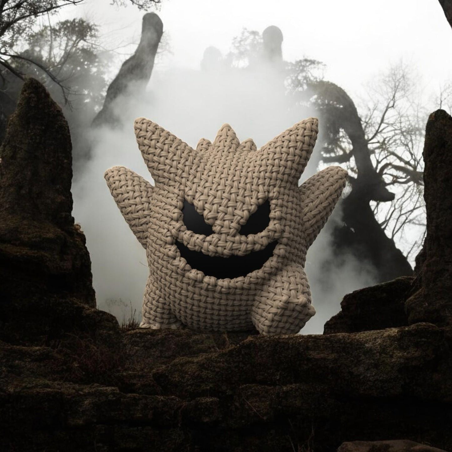Halloween Gengar Burlap Sack-Inspired Collectible Figurine – 3D Printed Pokémon Fan Art | Spooky Desk Display