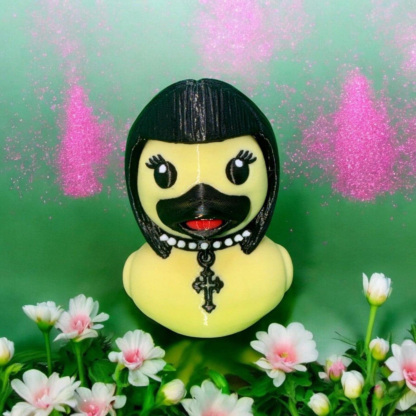 Goth-Themed Rubber Duck – 3D Printed Dark and Quirky Collectible for Gothic Fans | Unique Display Piece